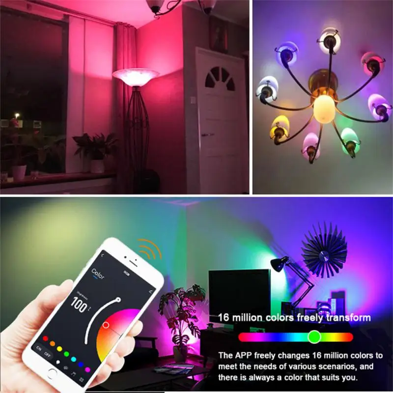 Smart Lamps App Control 16 Million Colors 1.5w E26 For Assisatnt Smart Bulb Remote Control Smart Rgb Led Light