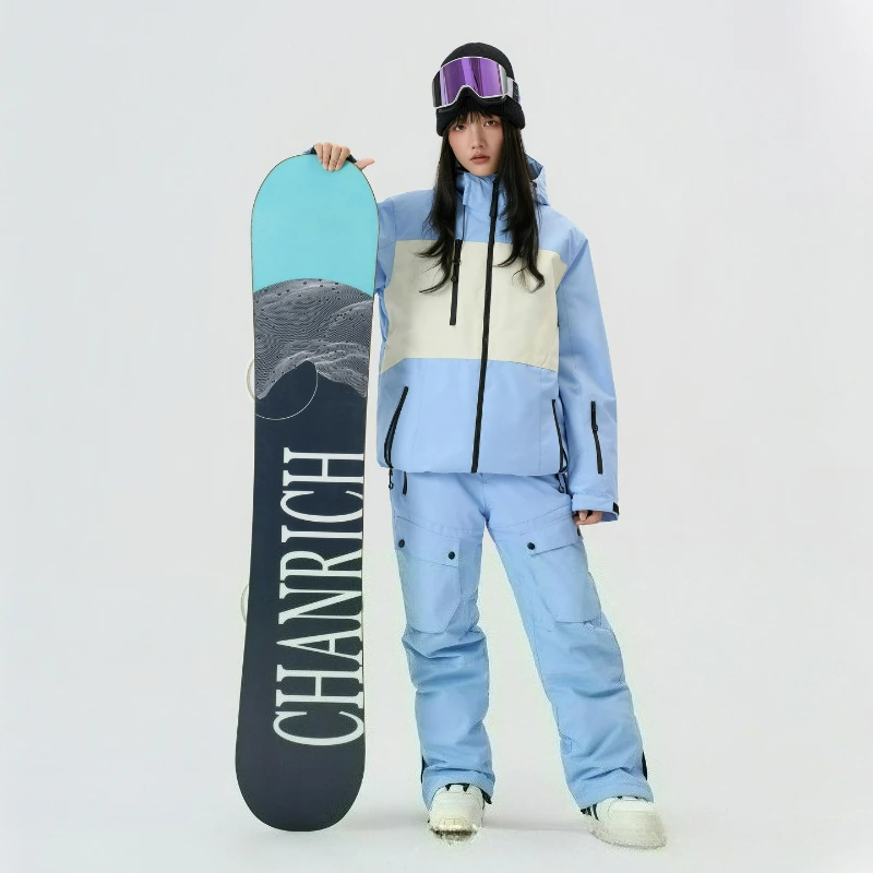 Unisex Ski Suit Set Color Block Windproof Waterproof Warm Breathable Jacket Pants Women Man Winter Outdoor Snowboard Clothes