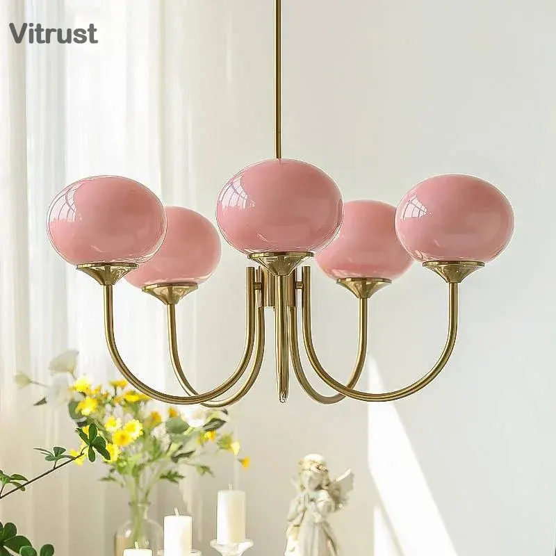 

Vintage Chandelier Modern Globe Chandelier with Smooth Lampshade Creamy Style chandelier Pendant Light Dining Room Chandelier