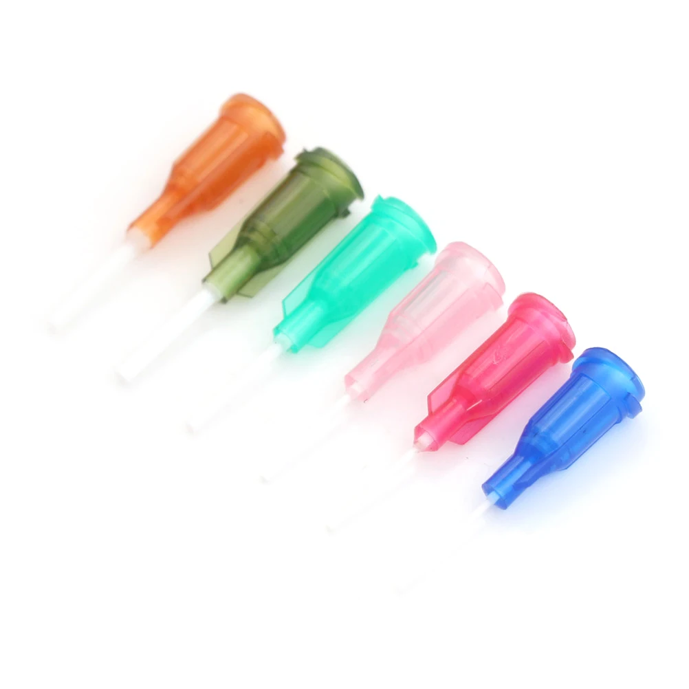 Blunt Dispensing Syringe Flexible Tip 14-25Ga For Glue Dispenser 6pcs 6colors DIY Plastic Mixed Syringe Needle Tips 6PCS