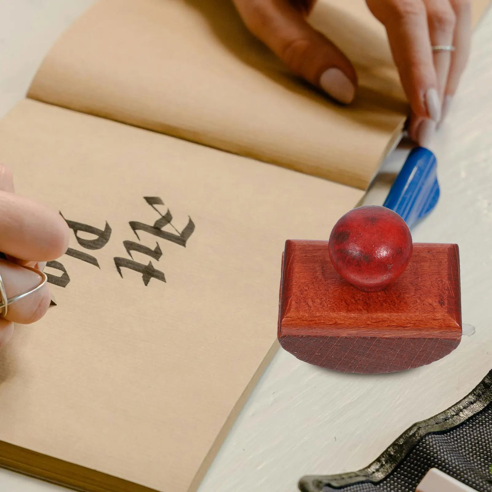 Assorbitore di inchiostro assorbente a bilanciere in legno per la scrittura di calligrafia, strumento da scrivania portatile riutilizzabile, cancelleria per ufficio e scuola