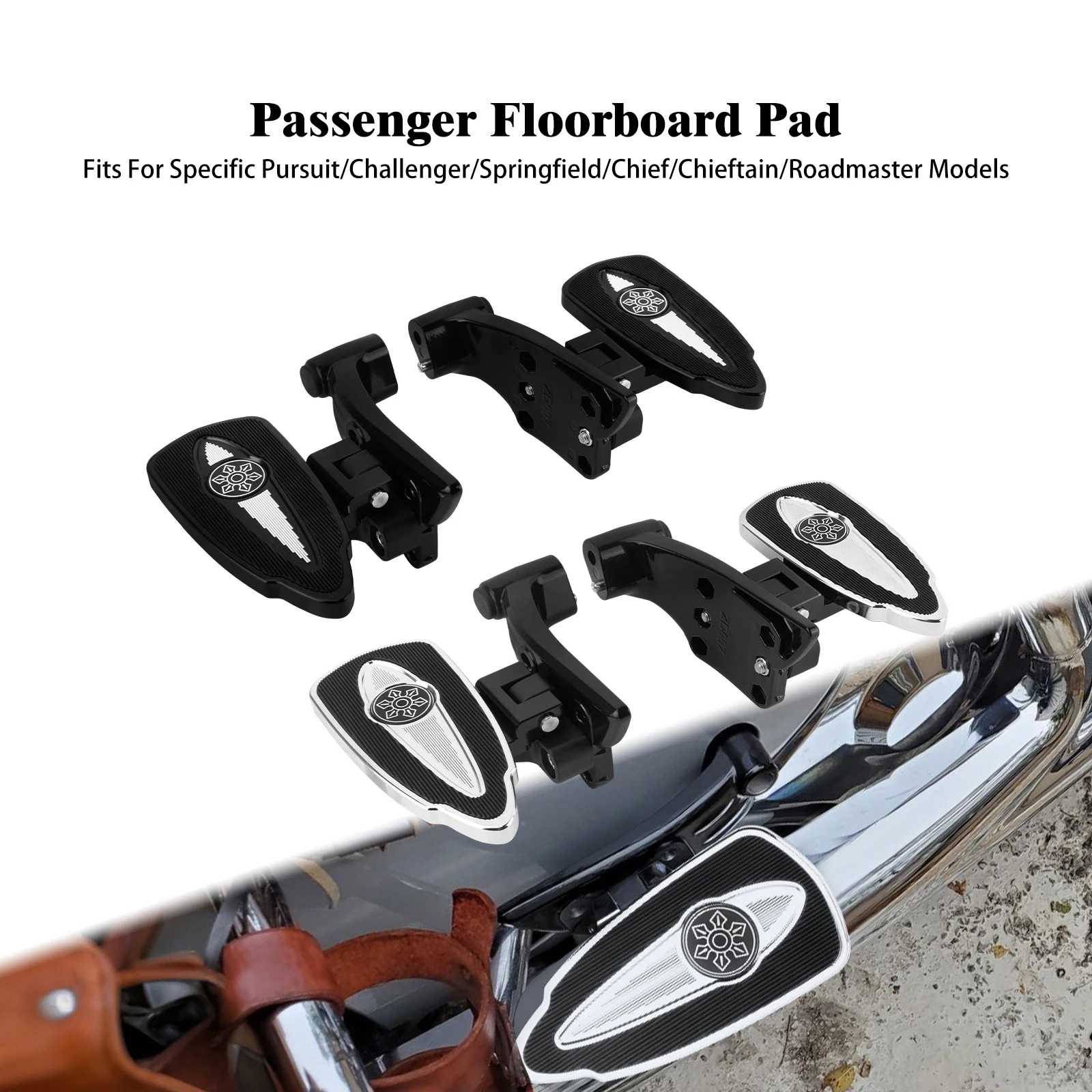 

Motorcycle Passenger Floorboard Pad With Mounts Footpegs For Indian Challenger Springfield Chief Chieftain Roadmaster Footrest
