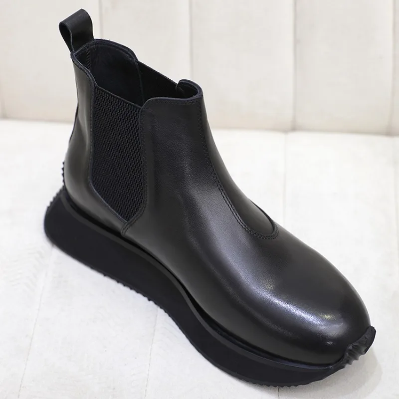 StephanMen-Bottes de Luxe en Cuir group, Semelle Optique, Rinçage, Robe d'Affaires, Mode de Rue, Gentleman, Bottes de Moto à Enfiler