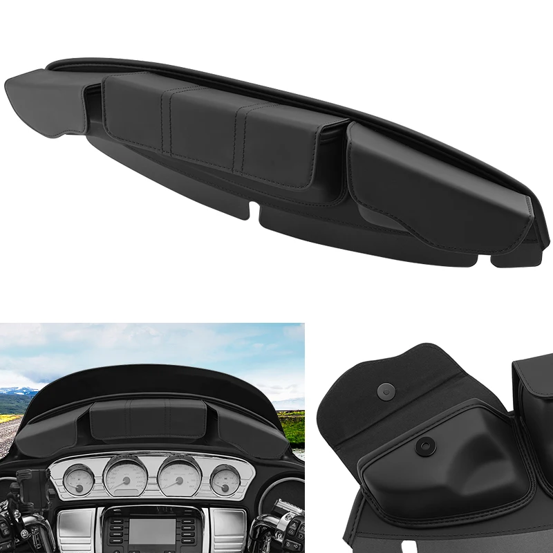 Motorcycle Accessories For Harley Electra Glide Street Glide Ultra Limited Tri Glide 14-up Windshield Bag Fairing Pouch 3 Pocket