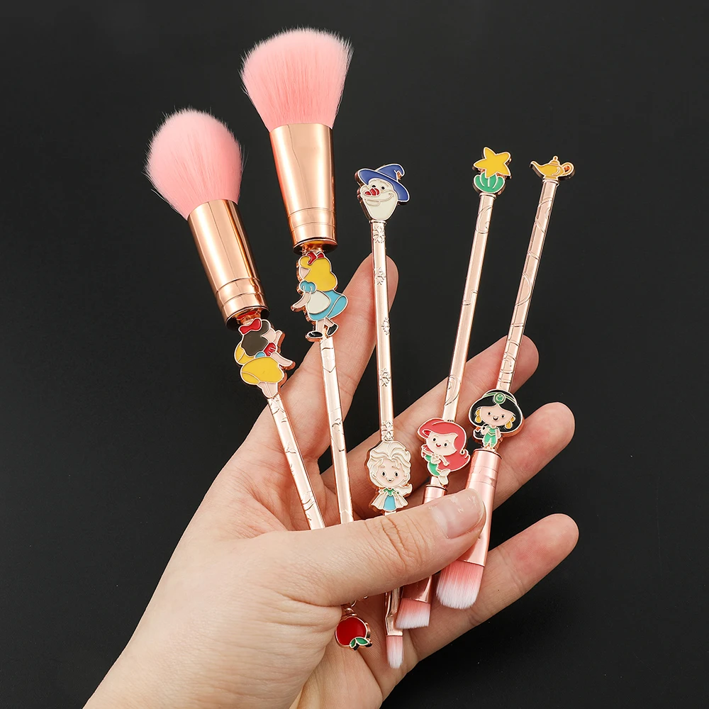 5pcs Princess Snow White Aisha Cinderella Makeup Brush Sets Cosmetics Beauty Tools For Girls Cosplay Gift With Bag