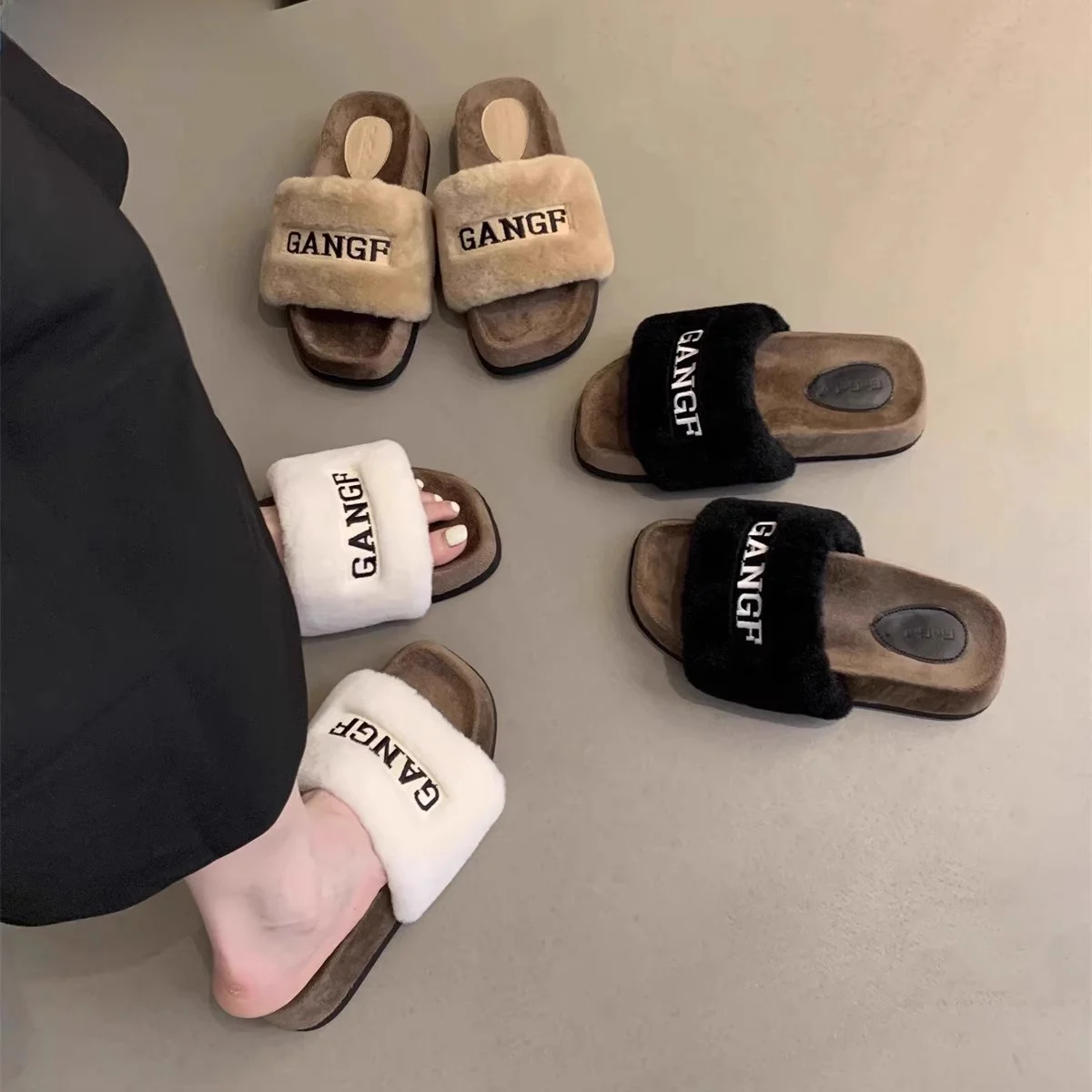 

Женские тапочки FAD Z с мехом, повседневные, осенне-зимние, уютные, хлопковые, с мягкой резиновой подошвой