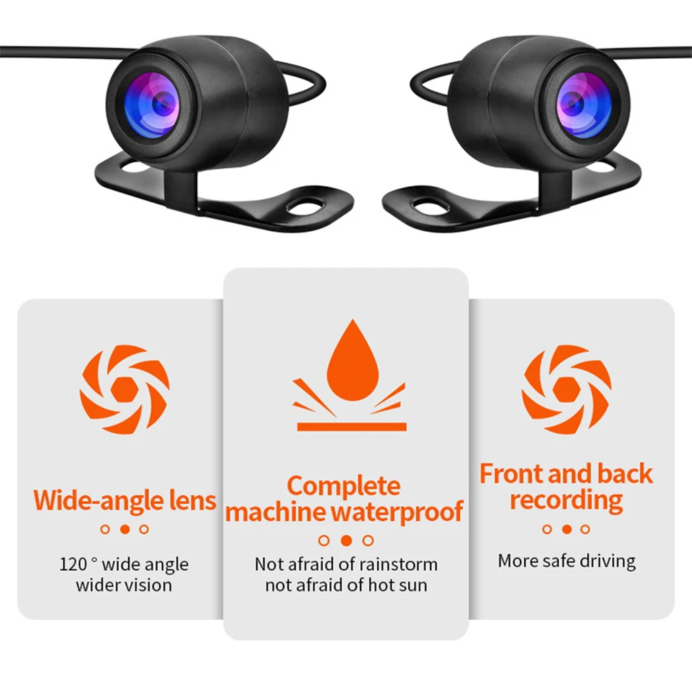 Motorcycle Driving Recorder No Screen Front and Rear Dual 1080P Cameras Built-In Wifi Waterproof Gps Parking Monitoring