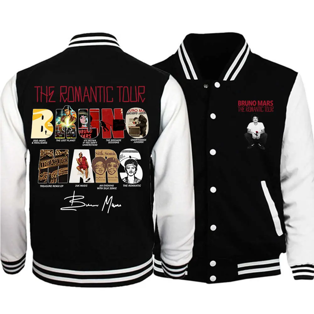 Jaqueta Moletom com Capuz Estampada The Romantic Bruno Mars Tour 2026 Unissex Estilo Harajuku para Presente de Fã