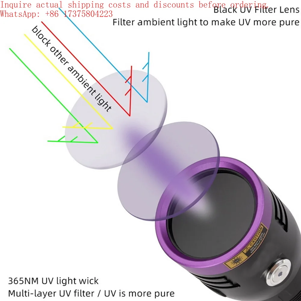 120 Watt 365nm UV Black Light LED Flashlight USB Rechargeable Ultraviolet Blacklight Torch for Car Painting Detection view 4