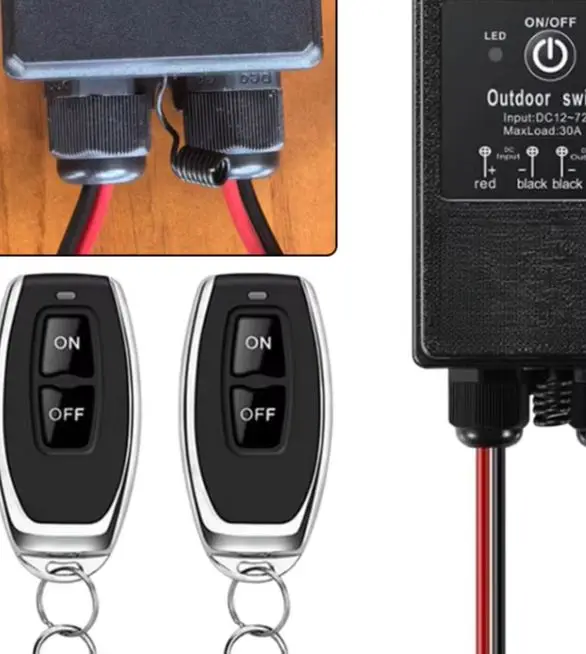 Wireless Remote Control Relay Switch 12V 40A IP65 Waterproof For Lights Motors Fans High Power RF Receiver Controller Kit
