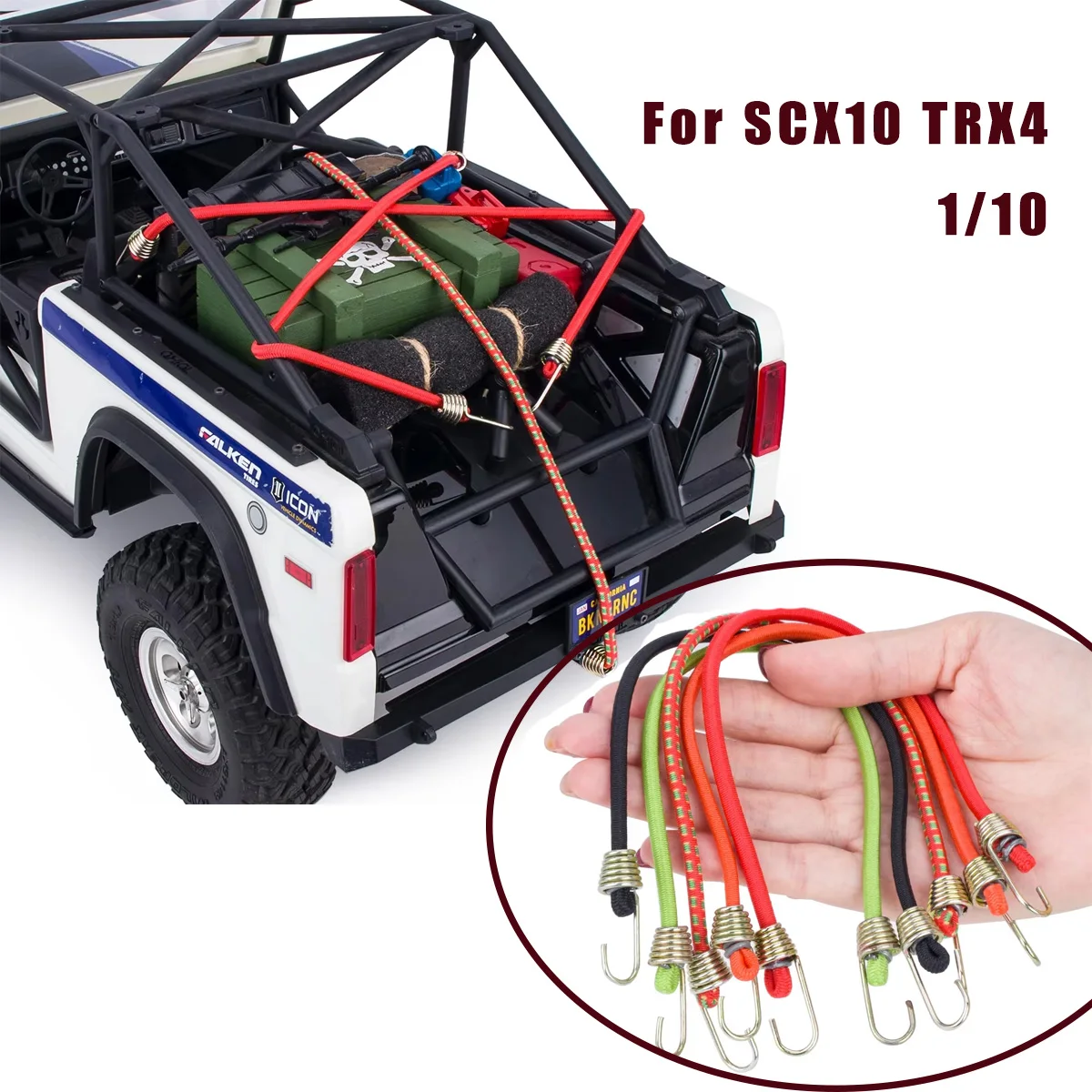 Cordes élastiques 5/10 pièces avec crochets pour SCX10 TRX4 1/10 – Sangles de fixation pour porte-bagages de toit, accessoires décoratifs pour Crawler
