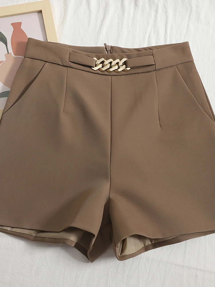 HELIAR Frauen Anzüge Shorts Weibliche Schärpen Mini Shorts Zipper A-linie Breite Bein Elegante Röcke Hohe Taille Shorts Frauen 2022 Sommer