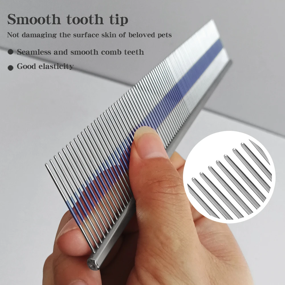 Magic Comb Pet Grooming Comb Automotive Painting Process Copper Handle Deep Blue Striped Comb Cat and Dog 23cm Pet Shop Usage
