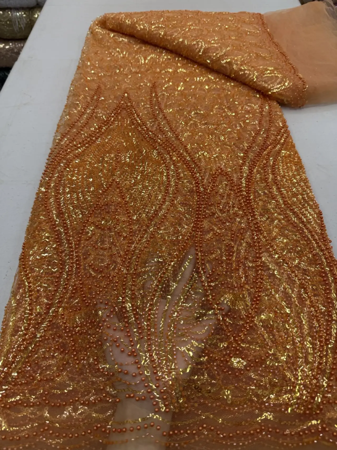 

Африканское нигерийское вышитое кружевное полотно из тюля, высокое качество, хлопок, для свадебных и праздничных платьев, с дамасскими пайетками, 5 ярдов, JY512, 2026