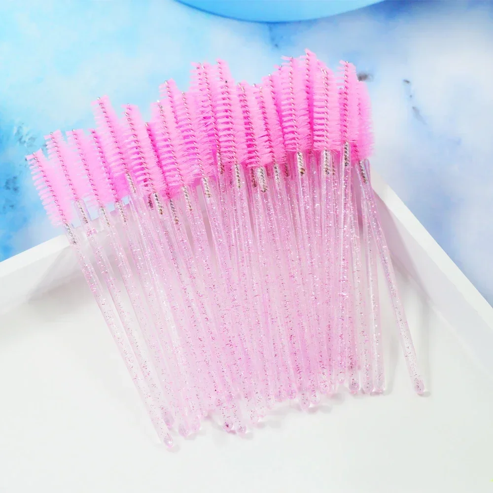 Pinceles de maquillaje para pestañas, 50 Uds., aplicador de rímel desechable individual, peine, varita, herramientas de pinceles de maquillaje para pestañas, 6 colores