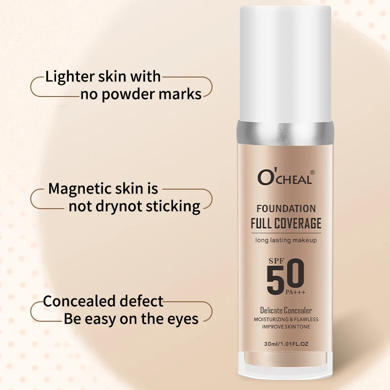 O'CHEAL 50PA +++ Liquid Foundation ครีม Lasting Coverage แต่งหน้าคอนซีลเลอร์ Moisturizing Bright Skin TONE Hydrating Beauty ครีม