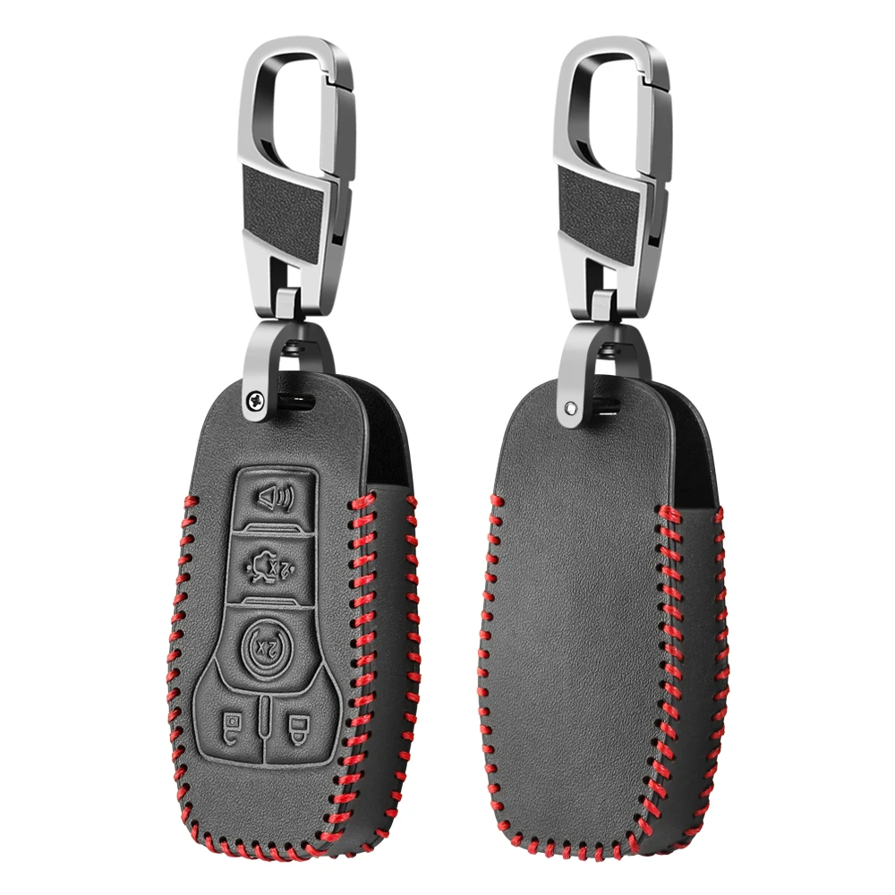 Leather Car Key Case For Ford Fusion Mondeo Mustang F-150 Explorer Edge 2015 2016 2017 2018 Car Accessories