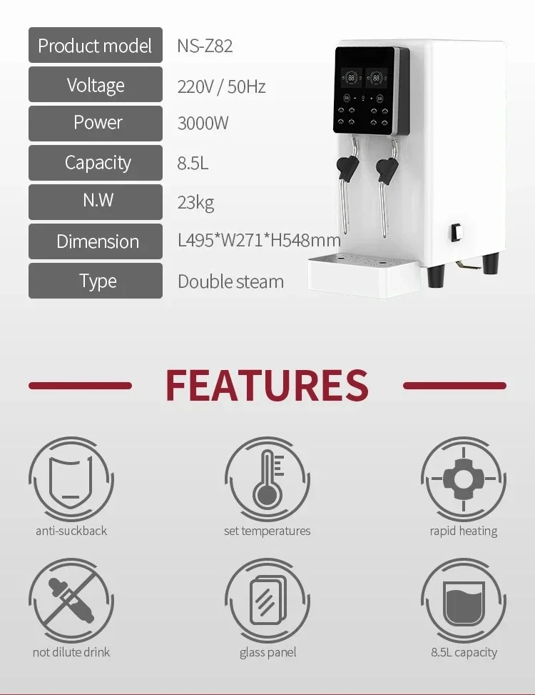 Commercial Milk Tea Shop Automatic Constant Temperature Milk Tea Heating Steam Milk Foam Machine