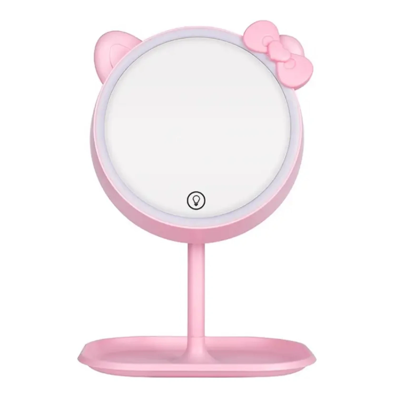 

USB Type LED Lighted Makeup Cat Mirror Angle Adjustment Mirror With 3-Step Light Adjustment Pink Compact mirror cute Mirrior