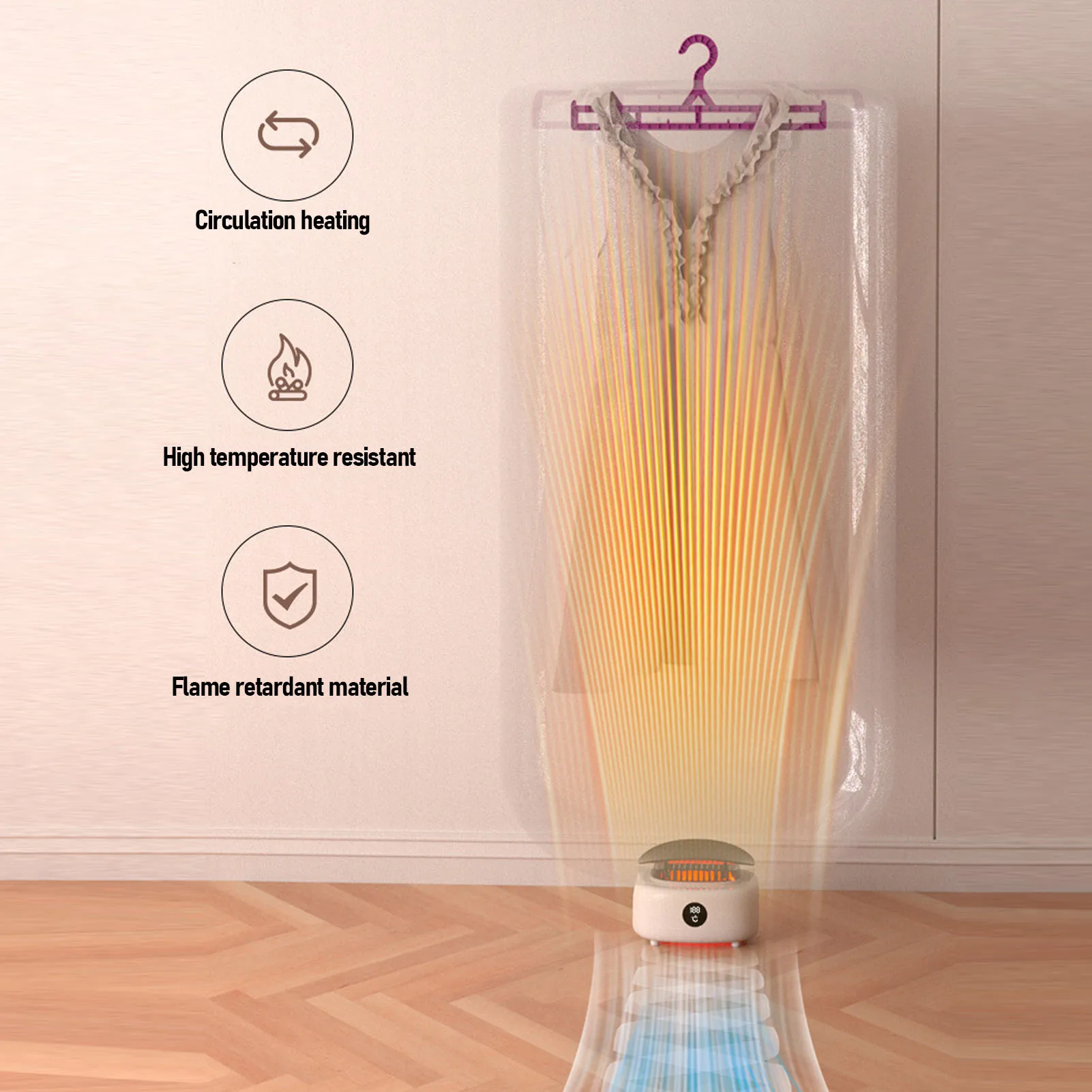 Asciugatrice portatile Display digitale da 800 W Pieghevole ad asciugatura rapida Piccola asciugatrice compatta per appartamento da viaggio