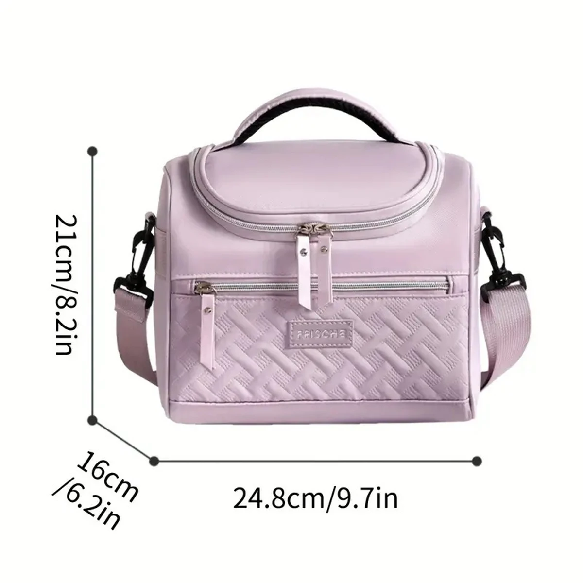 Durable Polyester Insulated Lunch Cooler Bag Hand Washable Lunch Box With Adjustable Padded Shoulder Strap For Office School Cam