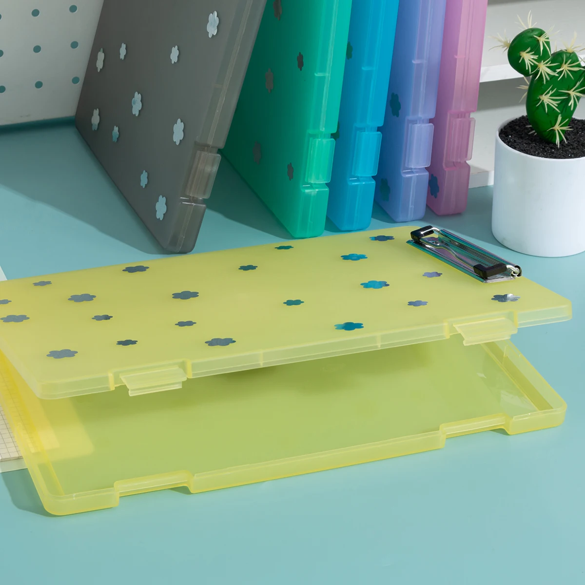 A Folder Writing Pad Flower File Box Test Paper Folder with Pen Slot Large Capacity Information Box Office Storage Box