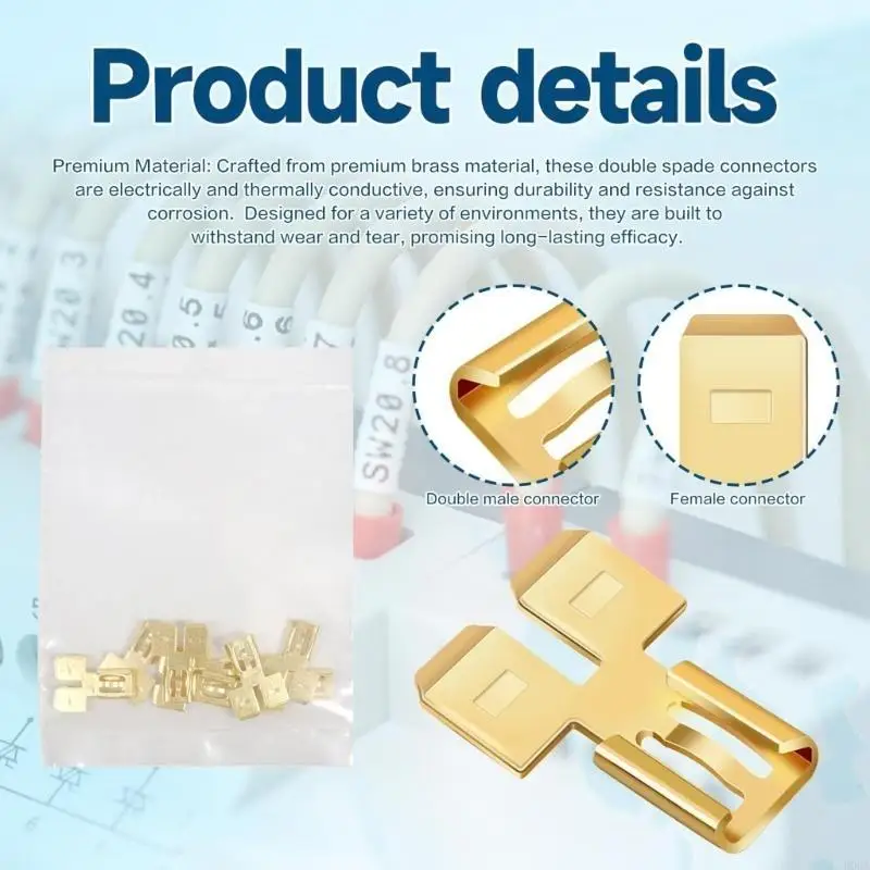 8Pcs Quick Disconnect Electrical Wire Spades Terminals Adapter NonInsulated Brass Spades Connectors Easy to Install 