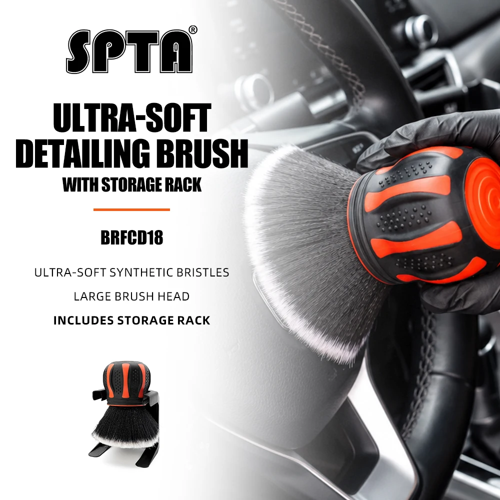 SPTA Ultra Soft Bristles Comes with Storage Rack Covers Large Area Inside&Outside Vehicles Car Detail Brush Cleaning Detail Tool