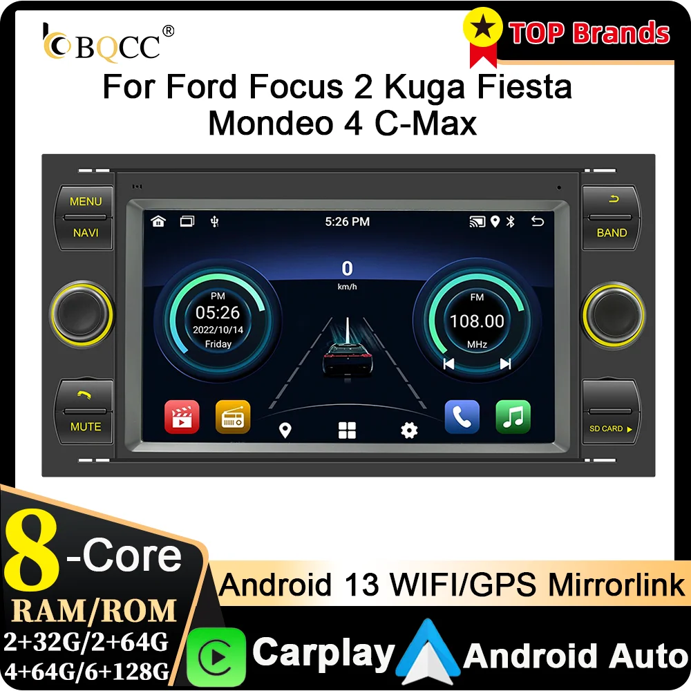 BQCC 7'' Car Radio For Ford Transit WIFI GPS Wireless Carplay Android Auto Mirrorlink Reversing image Multimedia Car Player