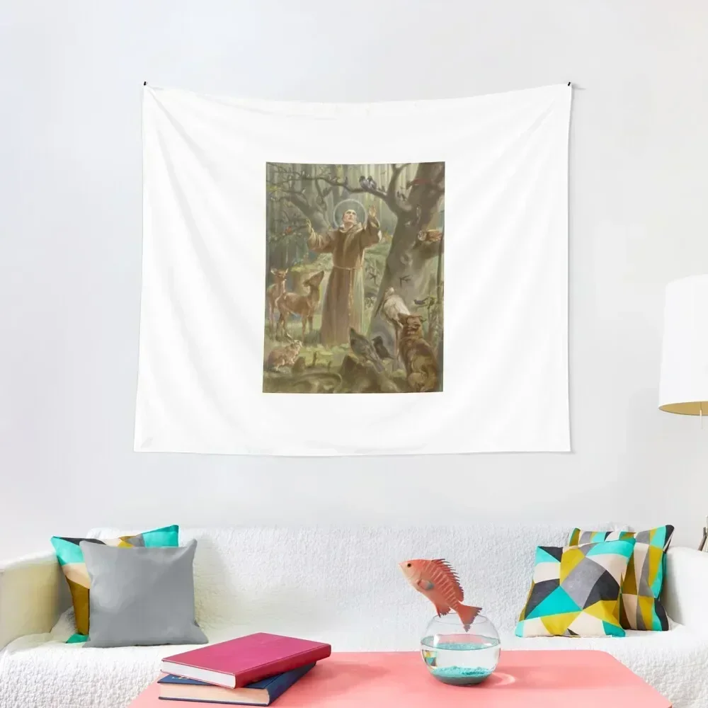 St. Francis of Assisi Preaching to the Animals Tapestry Room Decoration Accessories Decorative Wall Mural Tapestry