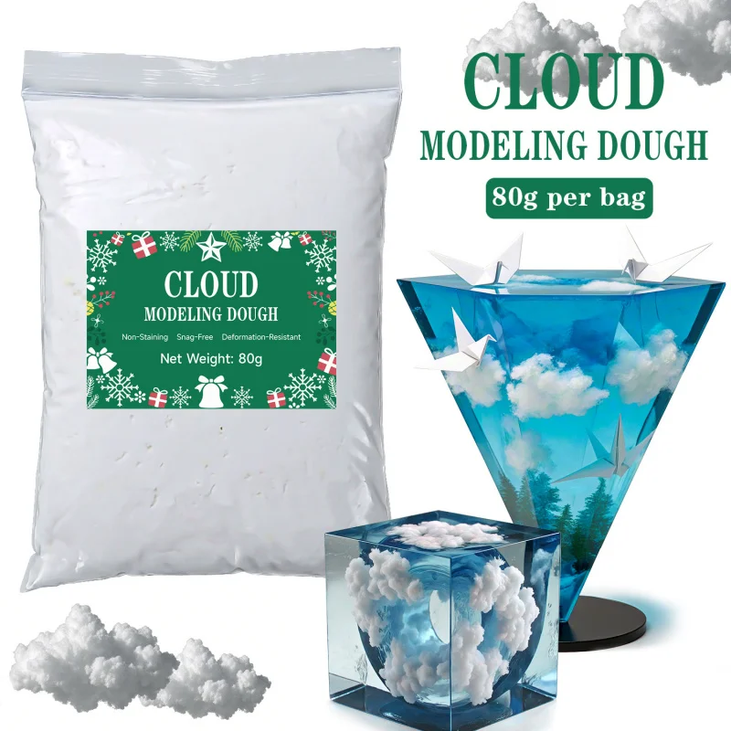 Relleno de nubes blancas de 80 g, adecuado para manualidades con resina, fabricación de joyas y llaveros - Material de arcilla imitación nube, hecho a mano.