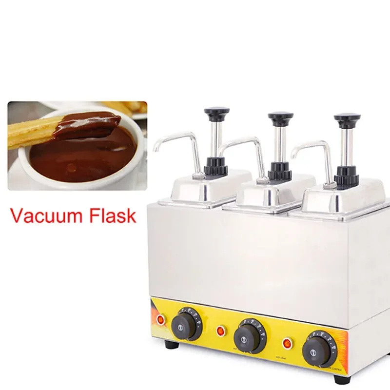 Sauce Warmer Chocolate Warming Machine Stainless Steel Electric Soy Jam Heater Filling Machine 3 Bottles 220V