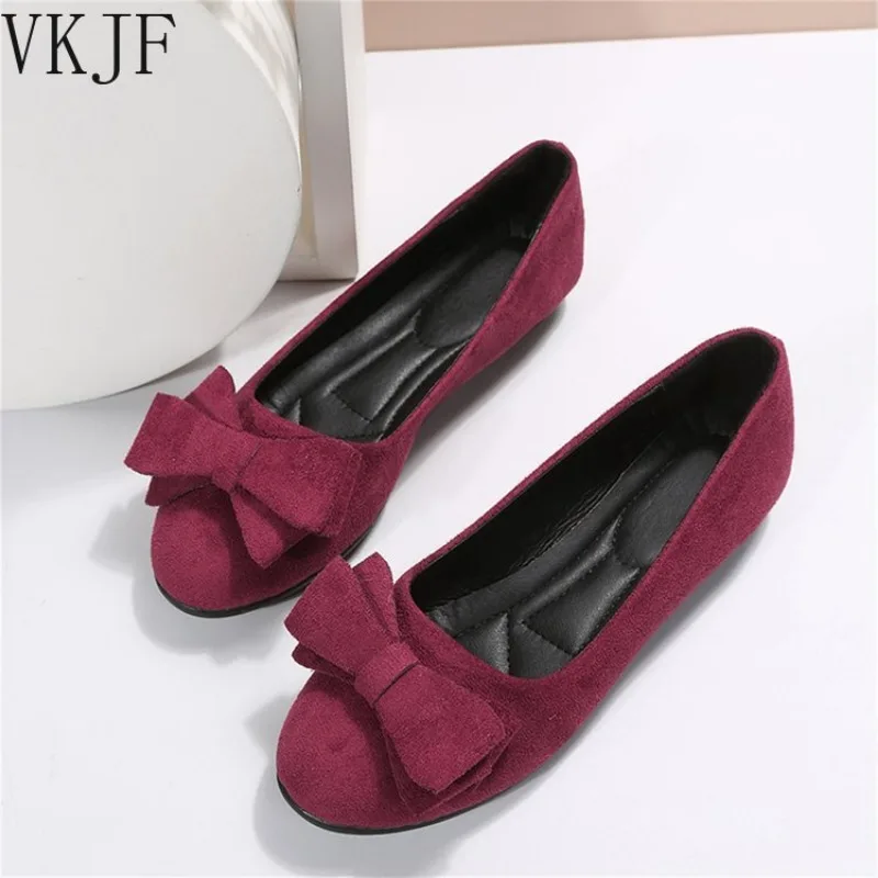 

Big Size Bow Women's Flats Contracted Shallow Mouth Round Toe Flat Shoes For Women Spring Summer Autumn Casual Woman Shoes