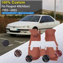 Car Mats Floor For Peugeot 406 1995~2004 4door saloon Anti-dirty Pads Leather Car Matt Carpet Tapetes Para Carro Car Accessories