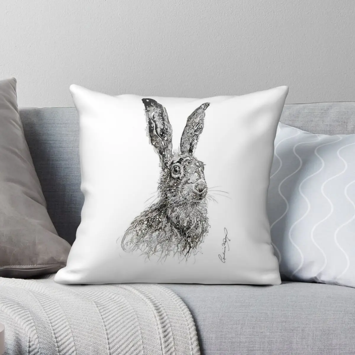

Proud As A Hare Wild Life Pillowcase Polyester Linen Velvet Printed Zip Decor Room Cushion Cover 18"