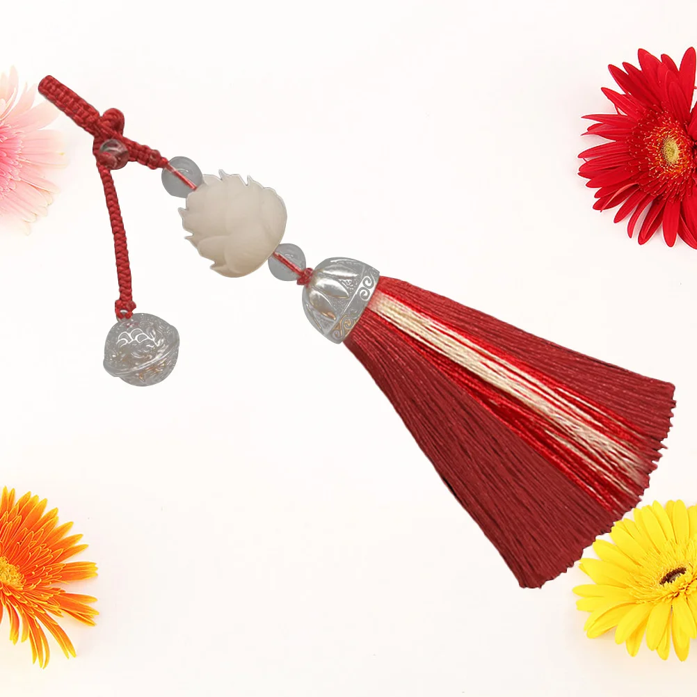 

Chinese Style Red Bodhi Lotus Beads Long Tassel Pendant Phone Hanging Chain Keychain Phone Lanyard Wallet Pendant