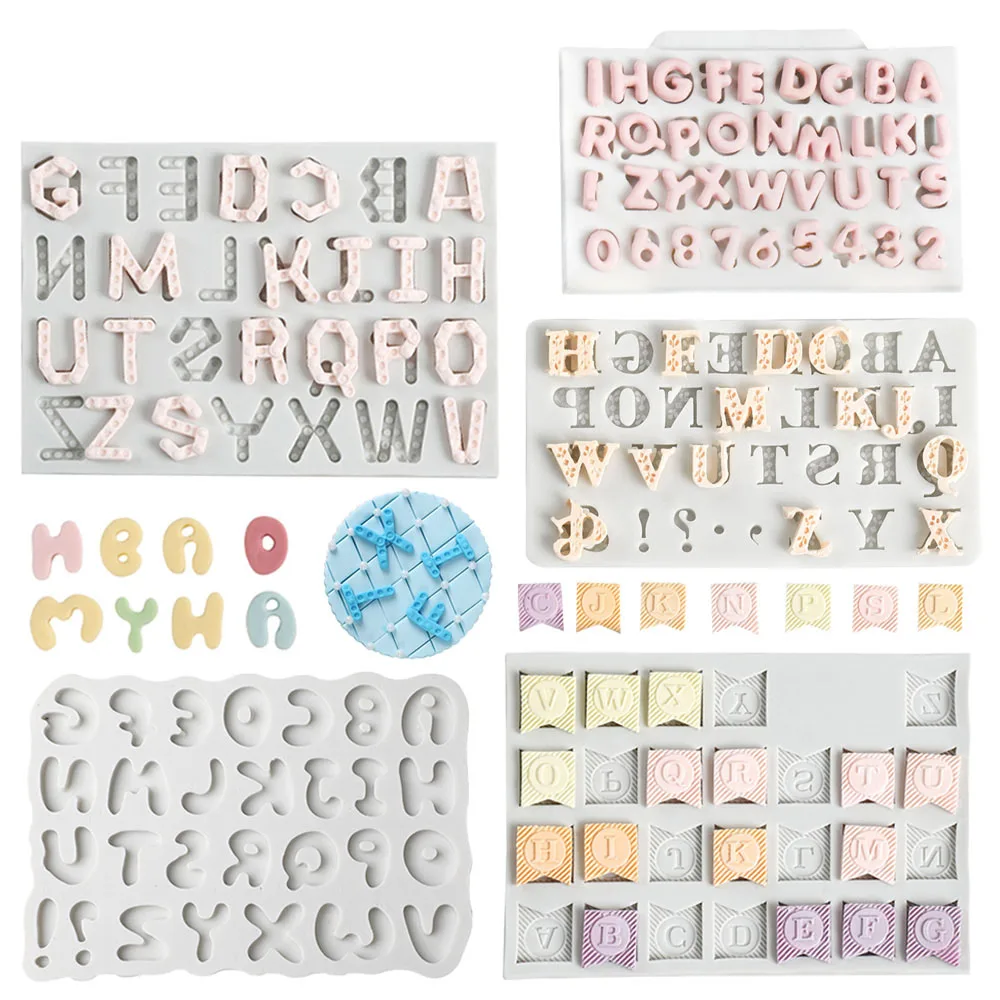 Silicone Fondant Mold Alphabet A-Z Novelty Pattern Mold Easy Release DIY Sugarcraft Cake And Cookie Decor Multi Pattern