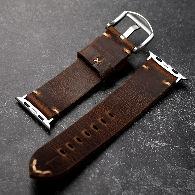 High-end Italian Genuine Leather Strap, Handmade Fit iWatch Apple Watch Ultra2 S9 49mm 45mm 44mm Genuine Leather Bracelet
