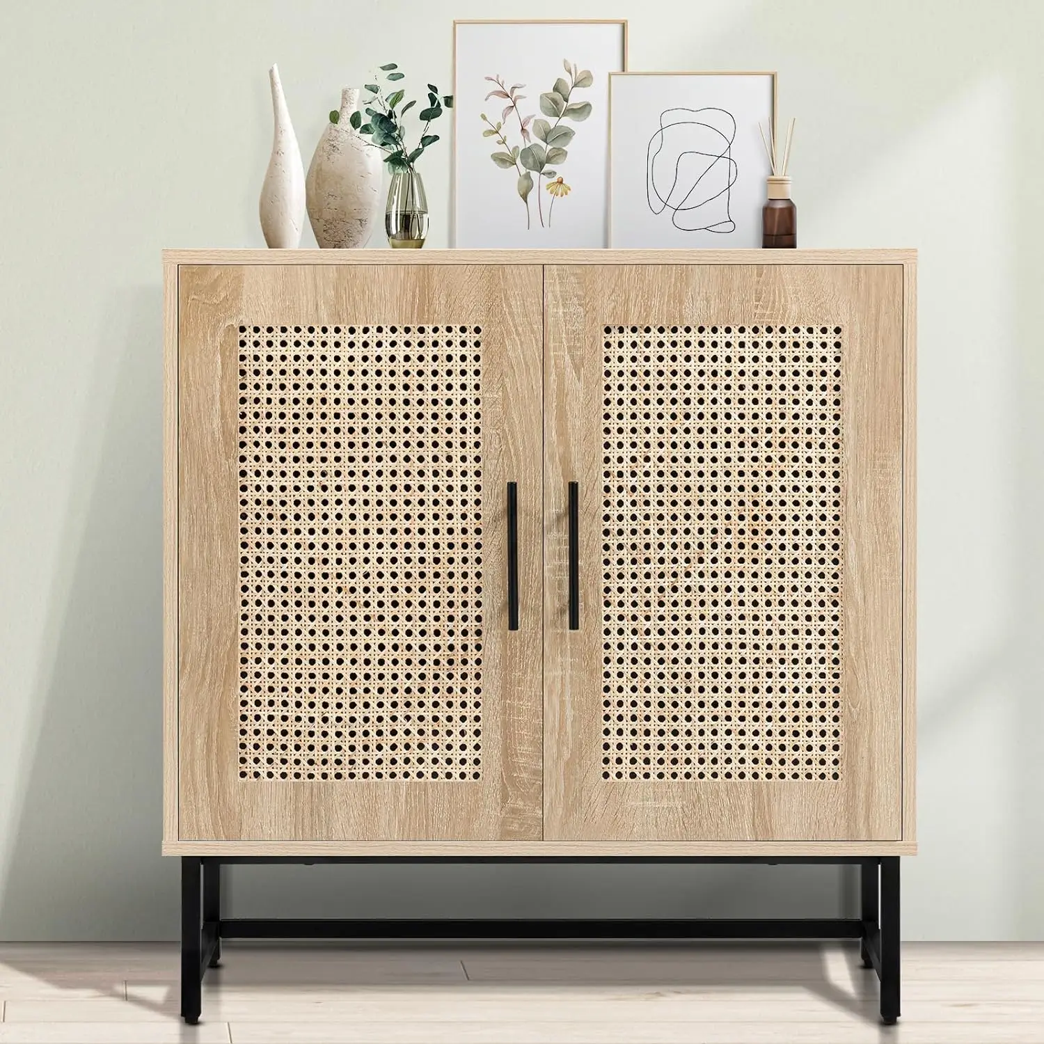 

Storage cabinets with handmade natural rattan doors, specialty cabinets in living rooms, corridors, and restaurants