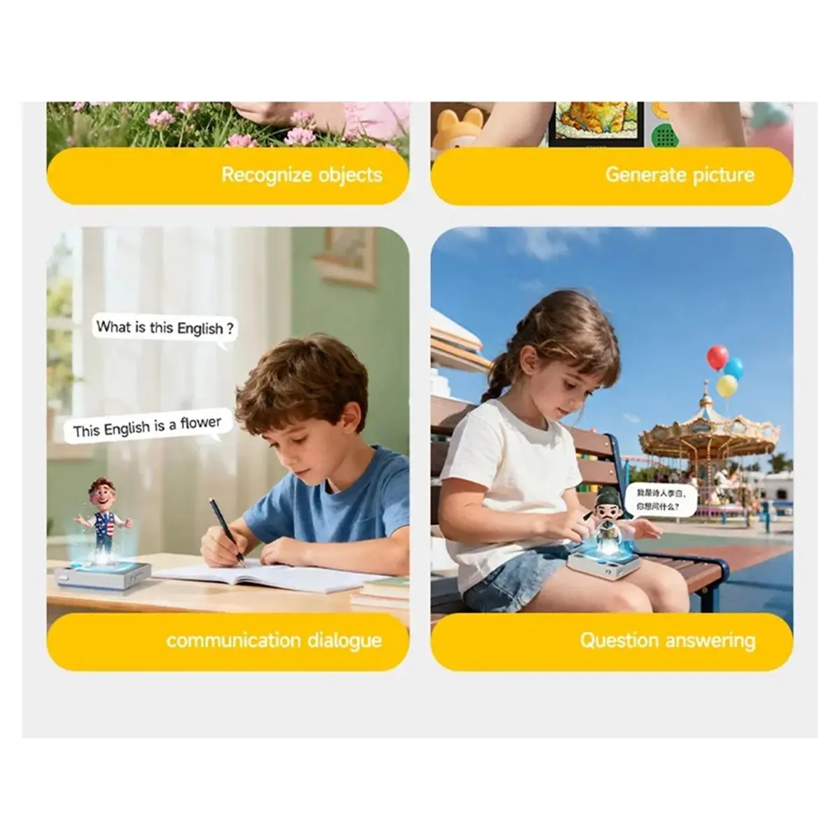 giftnew AI Learning Camera Intelligent Dialogue Toy Early Education Learning Machine for Kid,Voice Recognition,Language Learning