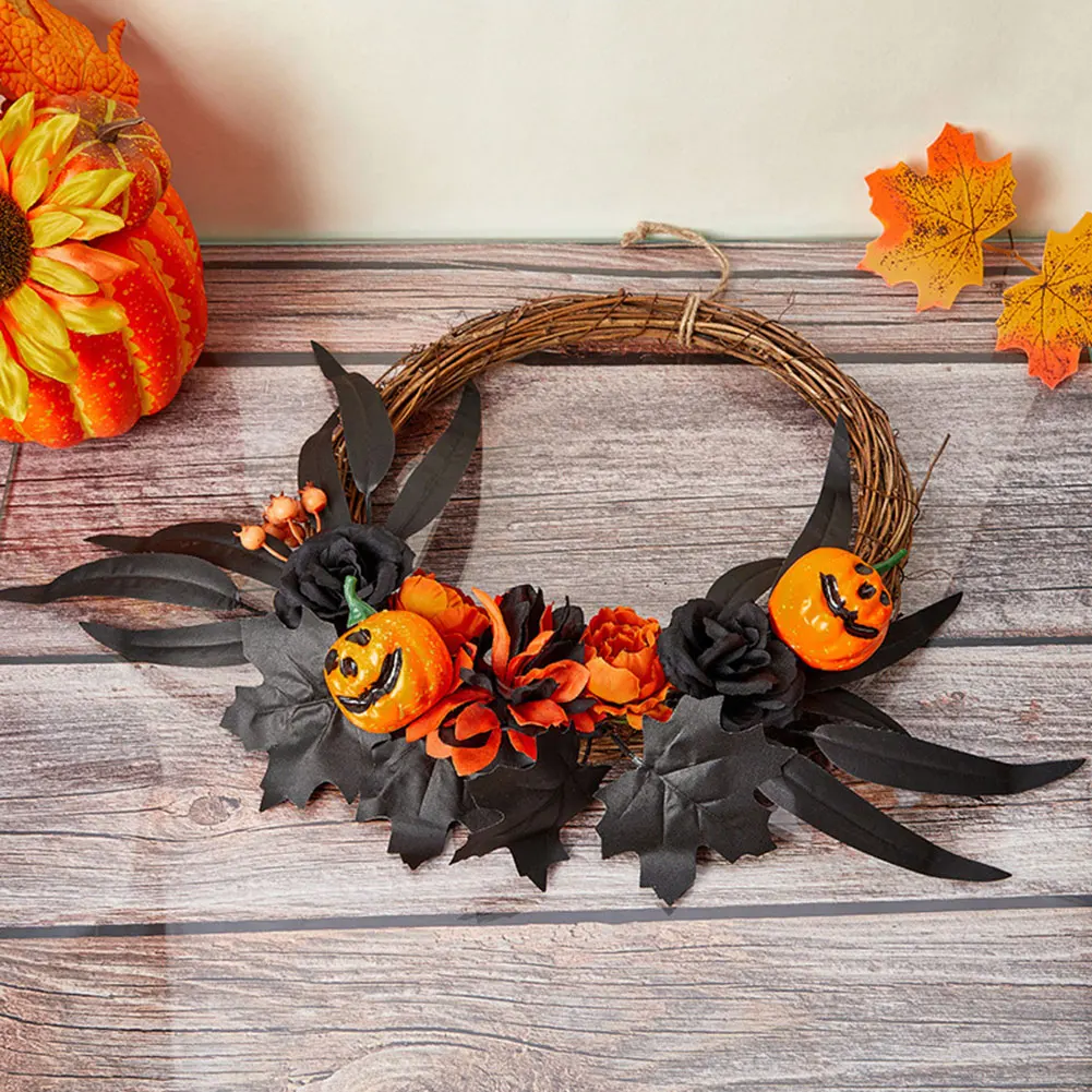 

Scary Pumpins Wreath For Holiday Spoof Window Hanging Ornament For Home Bedroom