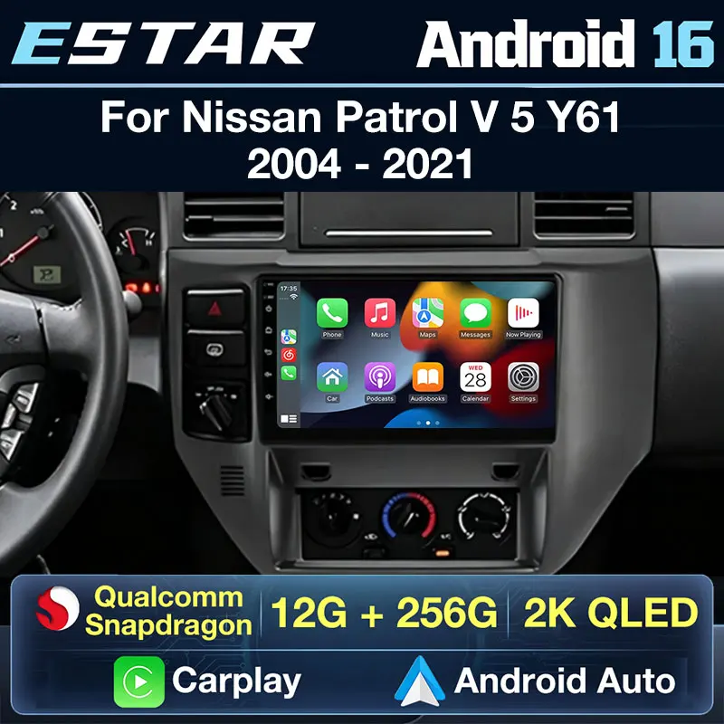 Wireless Carplay Auto Android 16 For Nissan Patrol V 5 Y61 2004 - 2021 LHD Octa Core DSP Head Unit Video Player DTS Stereo 2din
