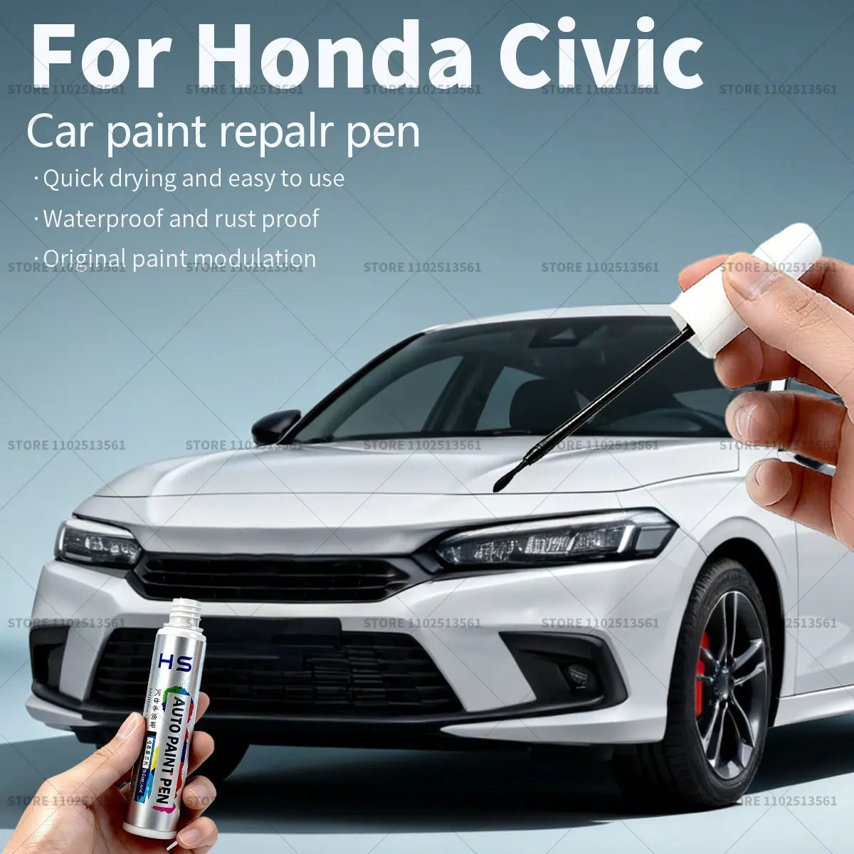 

Ручка для ремонта автомобильной краски для Honda Civic Touch Up, средство для удаления царапин, автоаксессуары «сделай сам», синий B593M, белый NH578 серебристый NH830N, белый