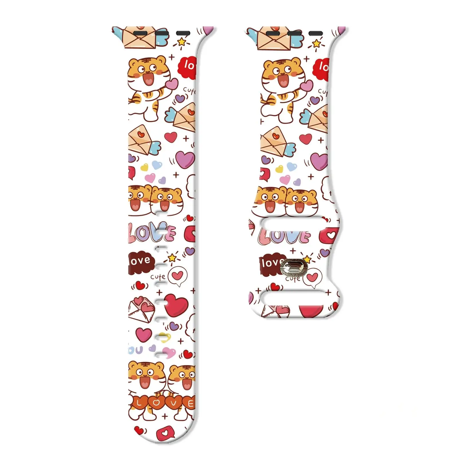 

Soft Silicone Replacement Band with Cute Little Tiger Design for Apple Watch, Fits 45mm 44mm 42mm Series 10/9/8/7/SE