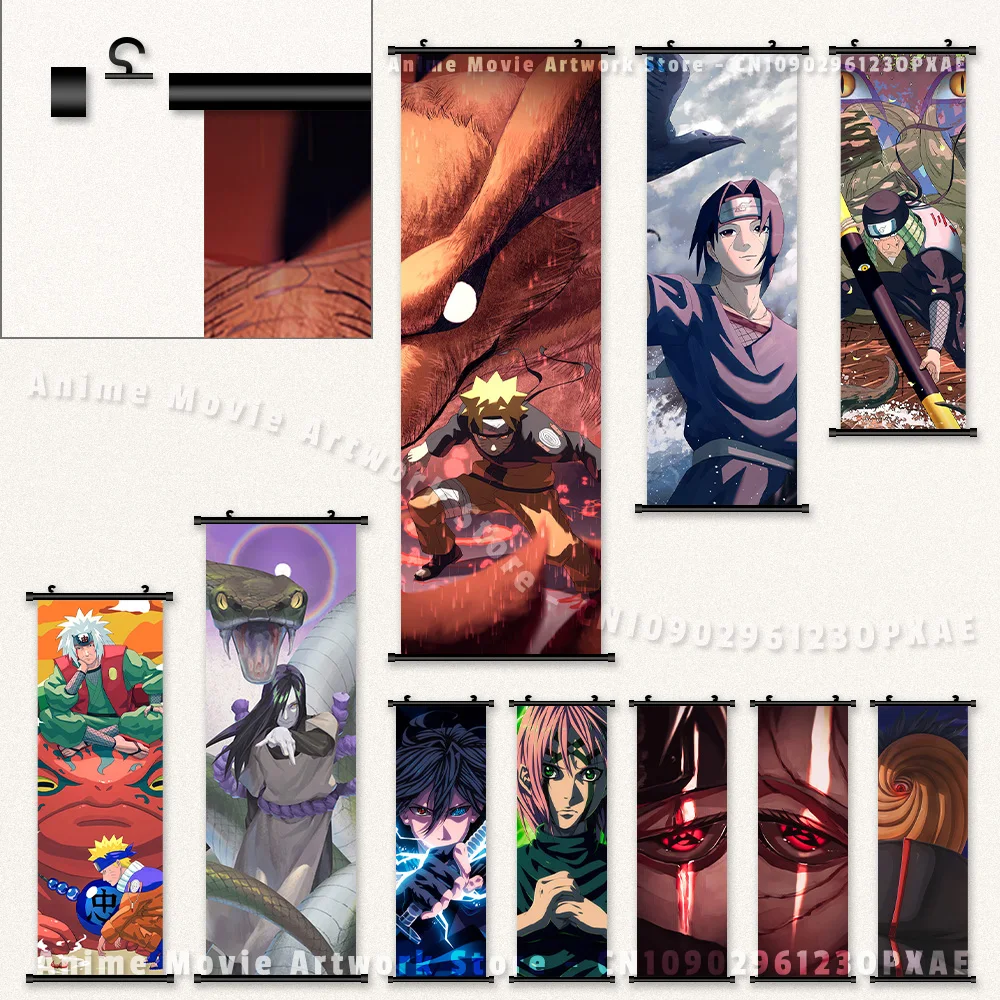 Room Home Decoration Scrolls Picture Jiraiya Wall Artwork Hanging Painting Print Canvas Poster For Anime Figures Uzumaki Naruto