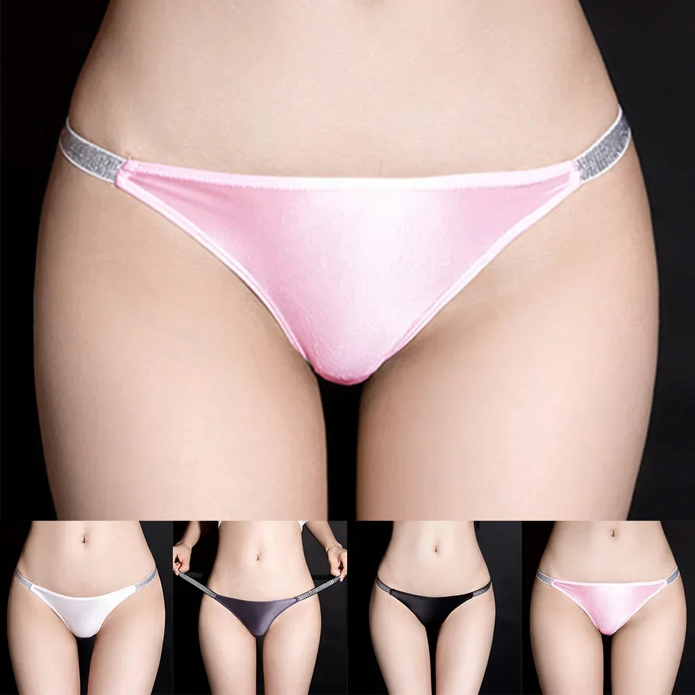 Сексуальные женские трусы, масляное блестящее нижнее белье, трусики-бикини с низкой посадкой и Т-образной спинкой, эластичные гладкие стринги с высоким вырезом, дышащие мини-стринги