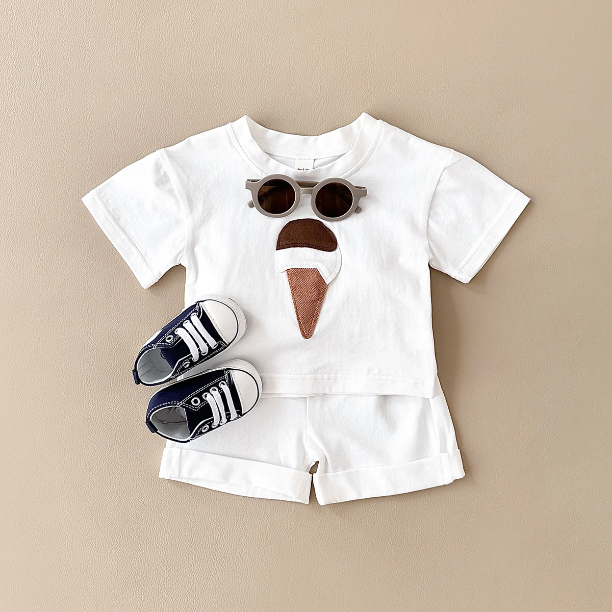 2024 Newborn 2PCS Summer Baby Clothes Set Ice Cream Print T-shirt+Sports Shorts Boys Girls Infant Toddler Outfit Set 1-3Y