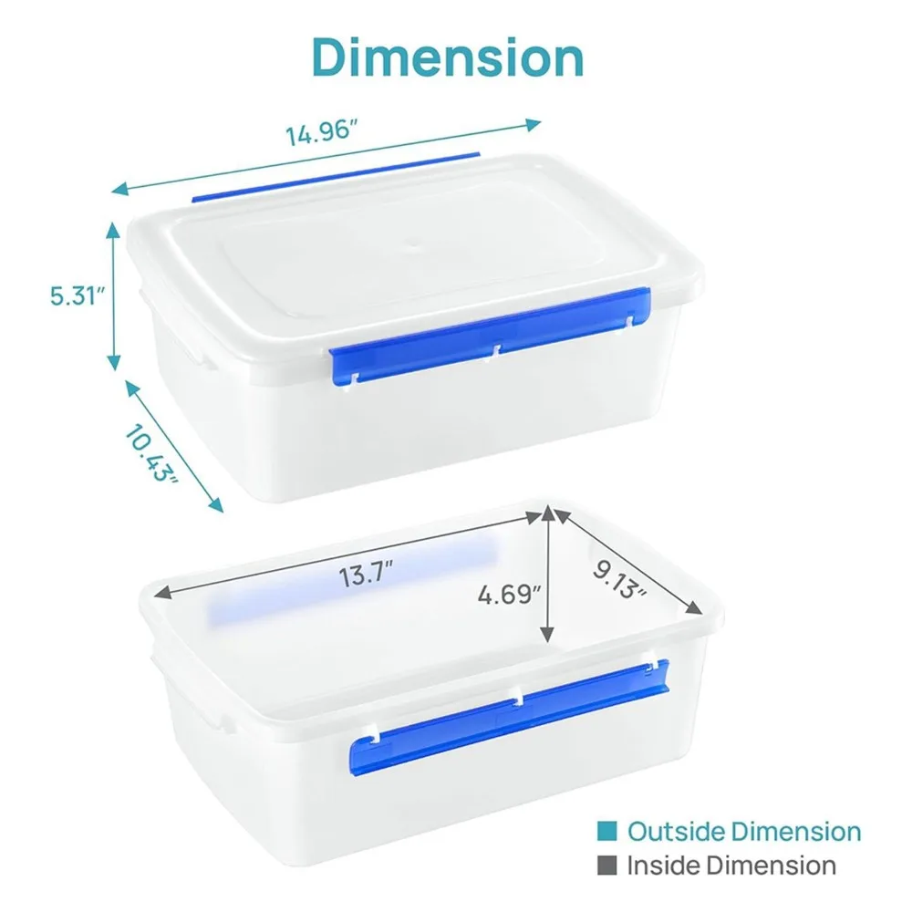 M11K-2 Pcs Pizza Dough Proofing Box With Lids And Latches For 4-6 Balls Airtight Snap On Lids, For Cookie Buns view 5