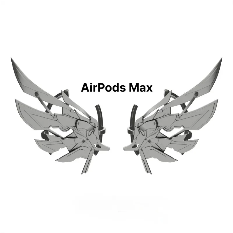 Silver Y2K Airpods Max Headphone Case Custom Mechanical Wing Protective Case Cover Decoration 3D Resin Headphone Accessorie Gift