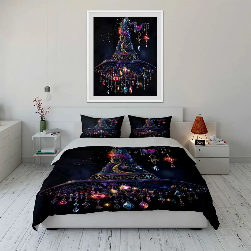 Mystical Witchcraft Decor Set Bedding Set with 1 Duvet Cover 2 Pillowcases Single Double King Queen, Gift